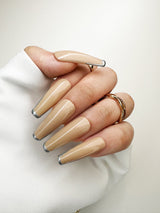 024 Handmade Nude Gold French Tip Nails Art Design Pressed On Nails - Made My Nail