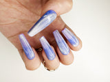 027 Handmade Shinny Navy Blue & Purple Ombre Nails Art Design Pressed On Nails - Made My Nail