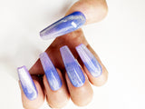 027 Handmade Shinny Navy Blue & Purple Ombre Nails Art Design Pressed On Nails - Made My Nail