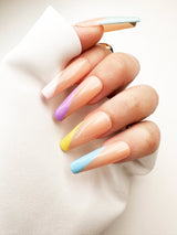 031 Handmade Colorful French Tip Nails Art Design Pressed On Nails - Made My Nail