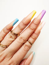 031 Handmade Colorful French Tip Nails Art Design Pressed On Nails - Made My Nail