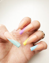 031 Handmade Colorful French Tip Nails Art Design Pressed On Nails - Made My Nail