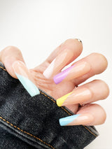 031 Handmade Colorful French Tip Nails Art Design Pressed On Nails - Made My Nail