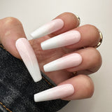 037 Handmade Baby Pink & White Nails Art Design Pressed On Nails - Made My Nail