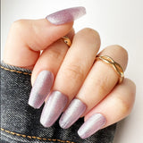 051 Handmade Lavender with Cat Eyes Sheen Nails Art Design Pressed On Nails - Made My Nail