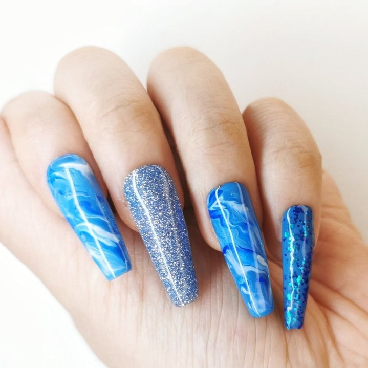 Handmade Blue Ocean Nails Art Design - Made My Nail