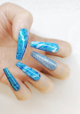 Handmade Blue Ocean Nails Art Design - Made My Nail