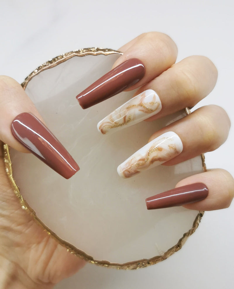 Handmade Elegant Rose Gold Nails Art Design - Made My Nail