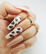 Handmade Leopard Rose Nails Art Design Pressed On Nails - Made My Nail